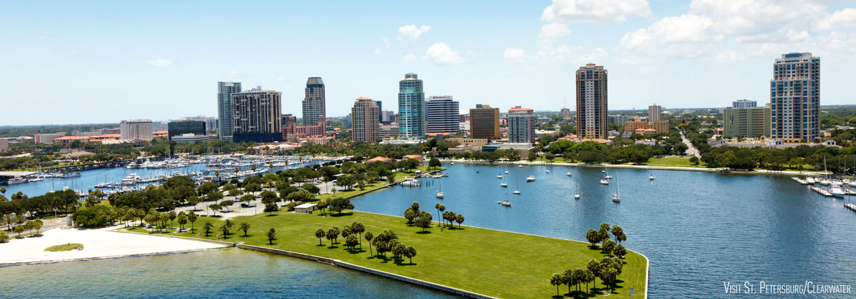 Skyline view of downtown St. Petersburg, photo credit to Visit St. Petersburg/Clearwater