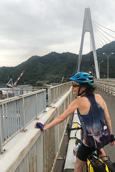 Sieloff biking on bridge
