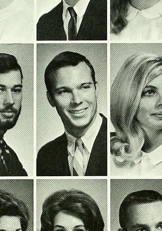 Page of black and white photos from a yearbook