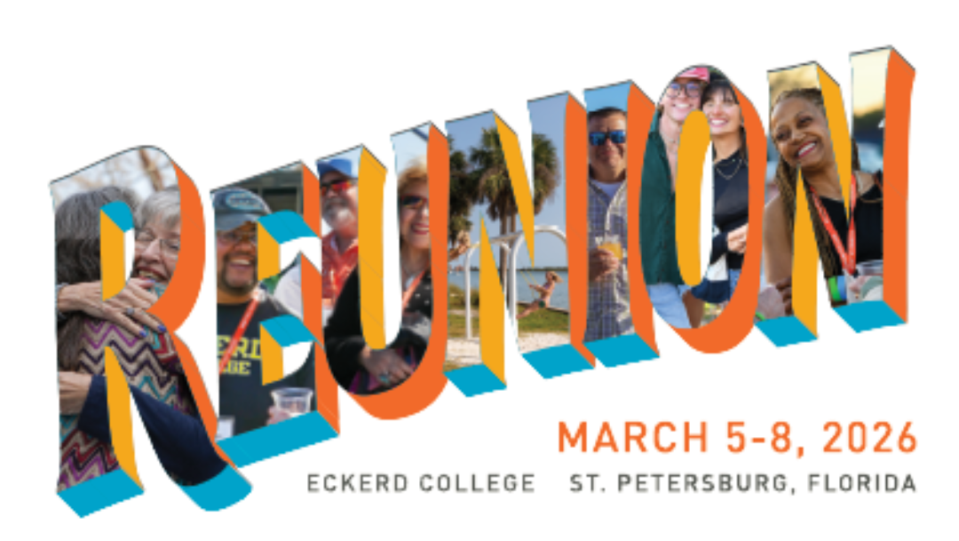 Reunion 2026 logo image with vintage postcard-style lettering filled with images from Reunions past.