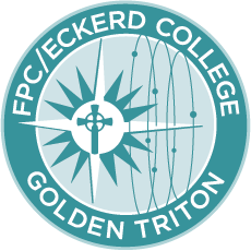 Circular badge with the text FPC / ECKERD COLLEGE GOLDEN TRITON