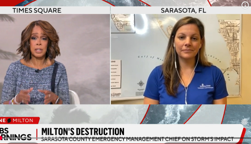 Screen grab of two women talking on a television show