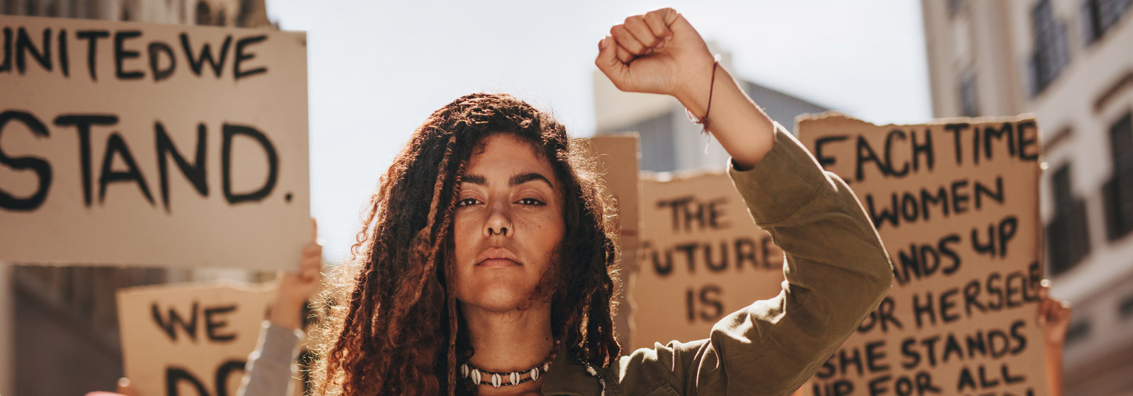Women march in the streets of America for women's rights