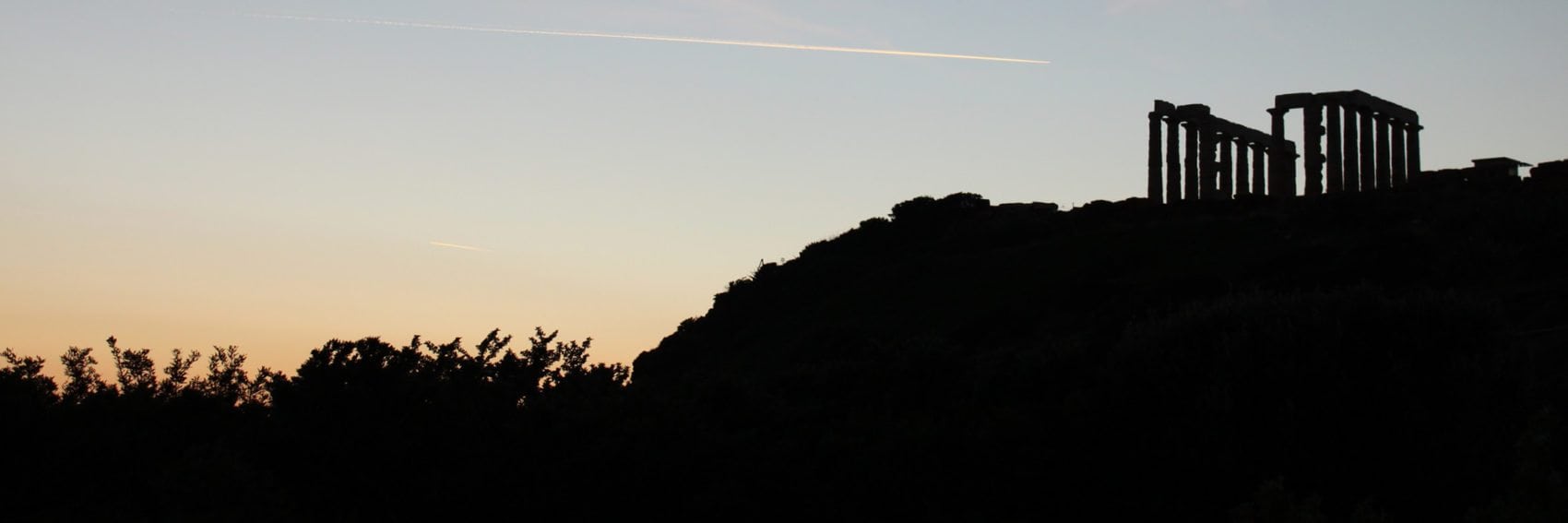 Silhouette of Greek temple