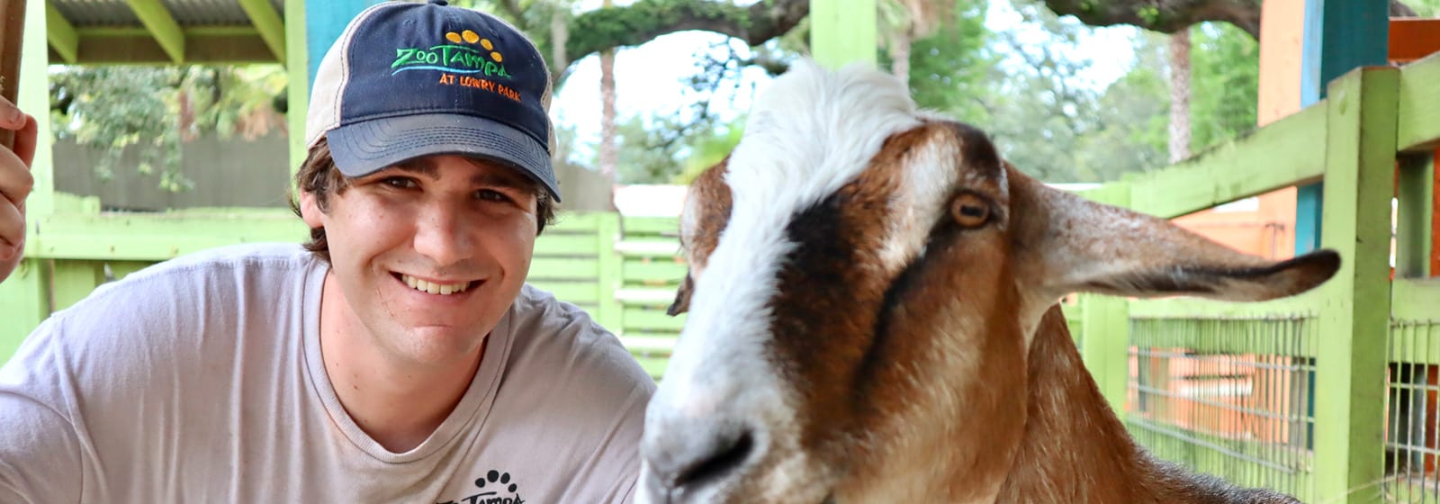 Animal Studies major with goat at zoo