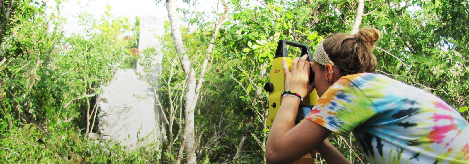Student using a survey instrument in Bahamas