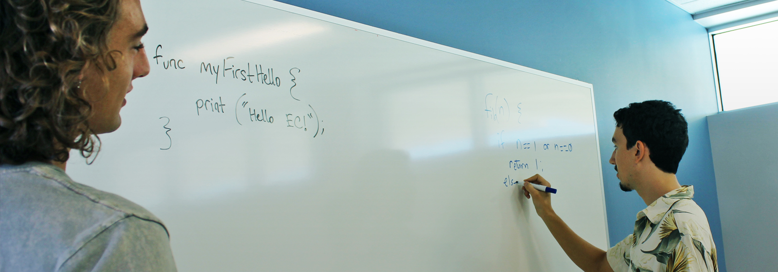 Computer science students present a project