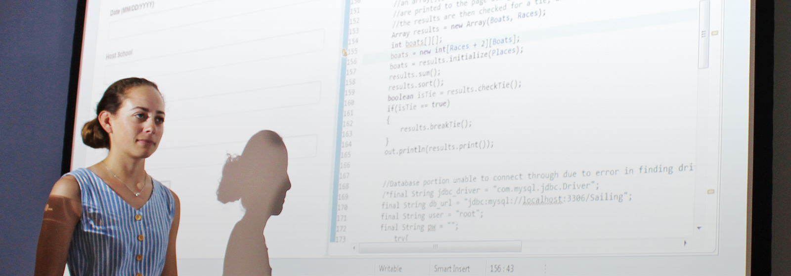 Computer science student presents a project