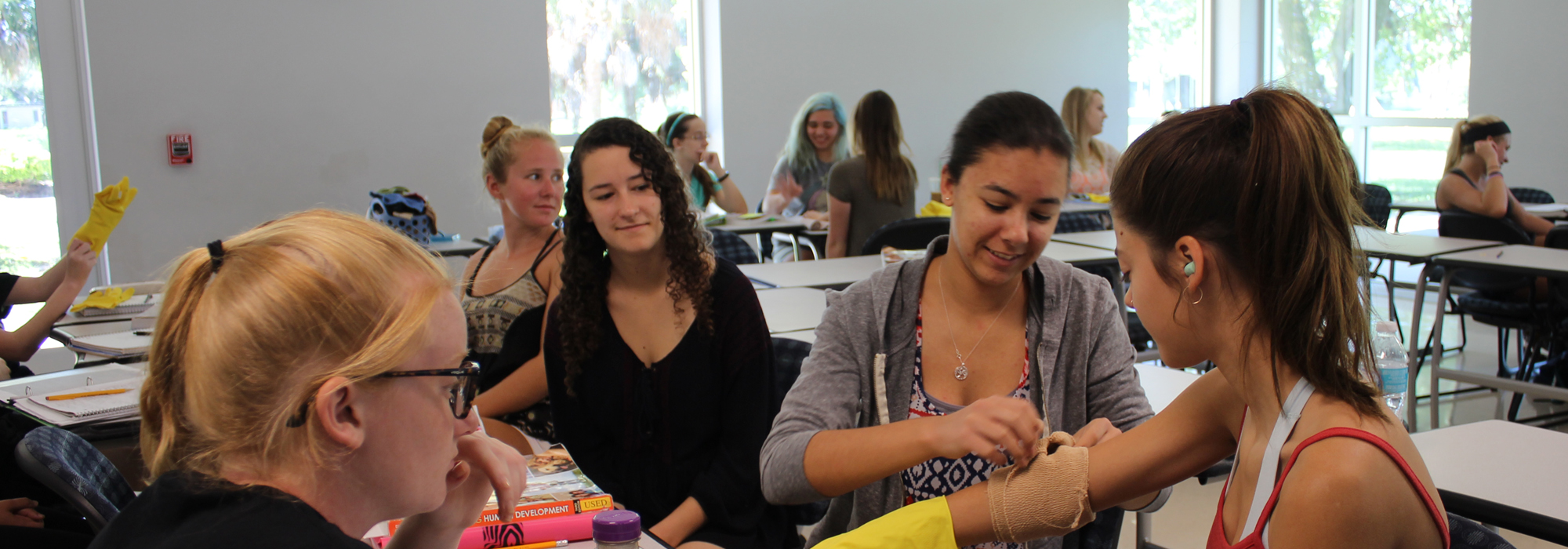 Students simulate aging in class