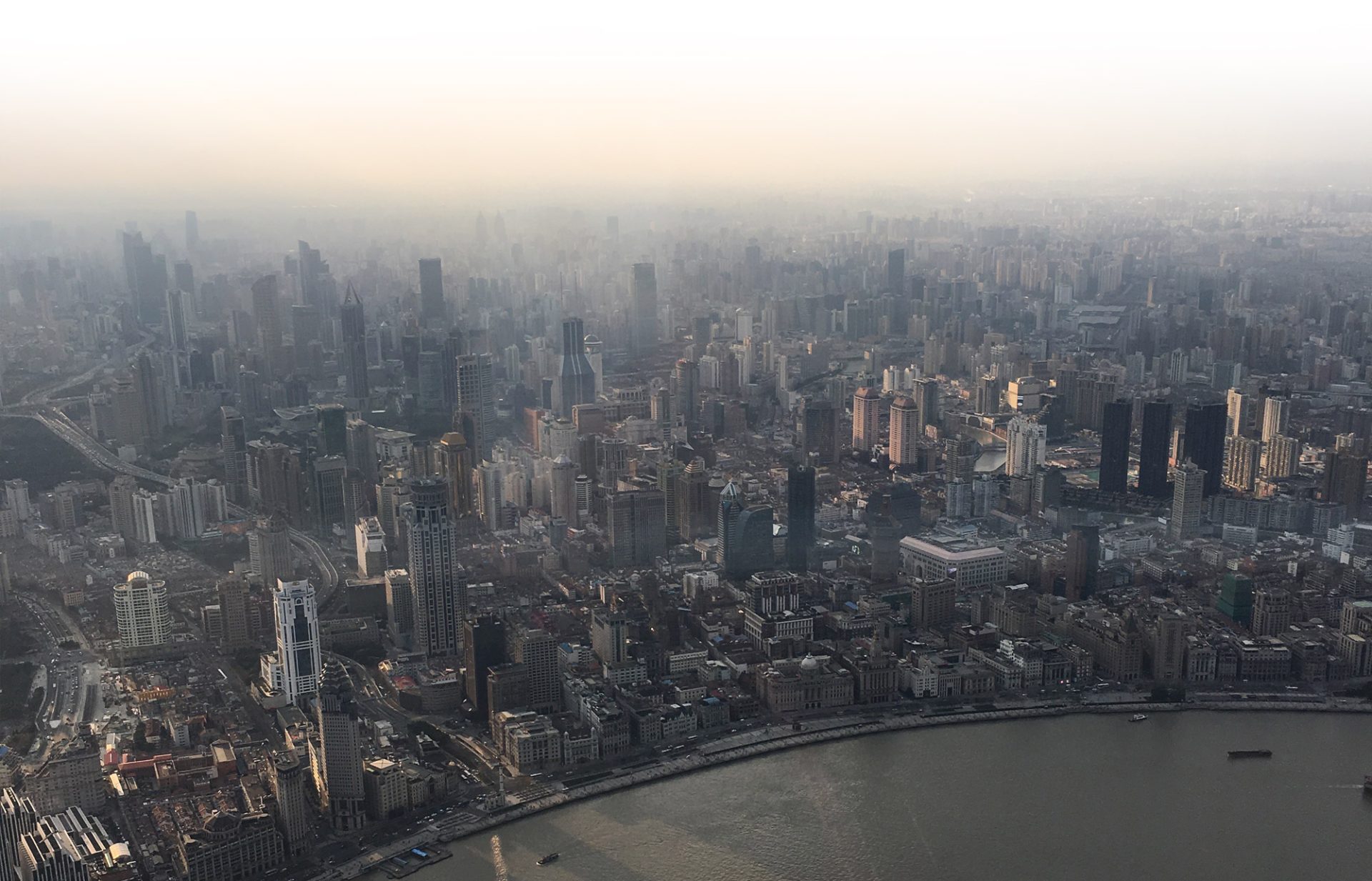 View from Shanghai Tower looking down on the international city of Shanghai