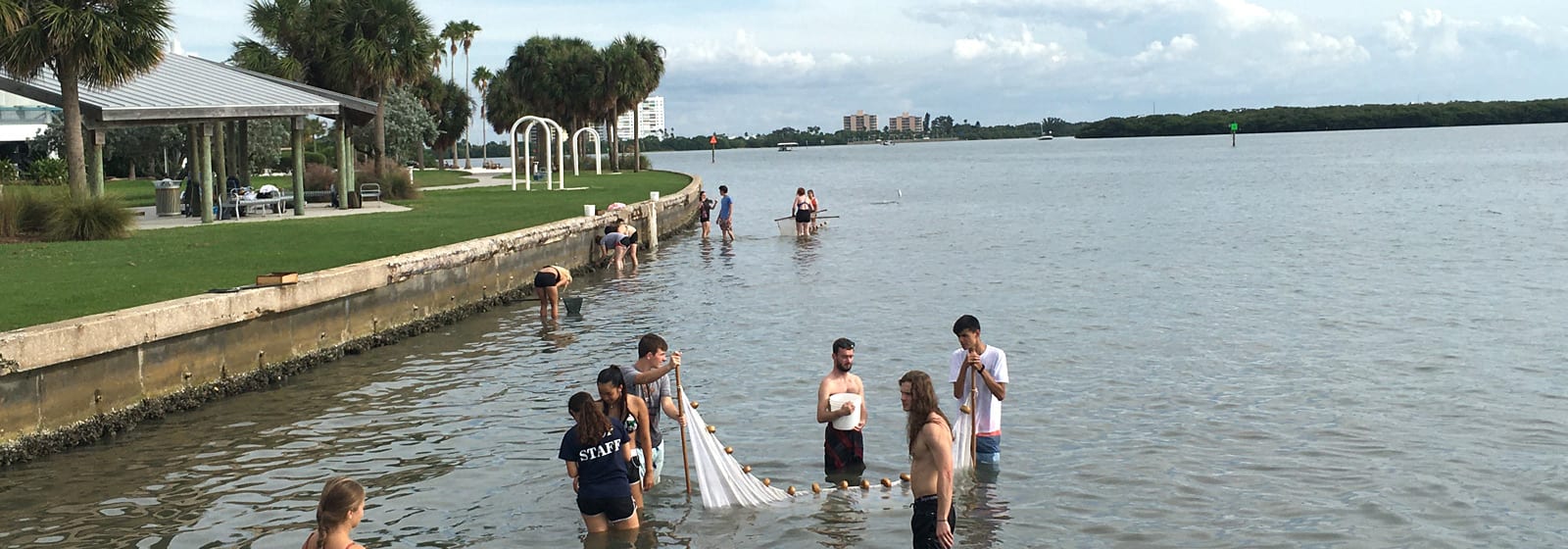 Students in Boca Ciega Bay for class
