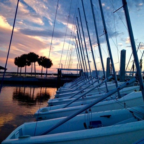 Doyle Sailing Center at sunset