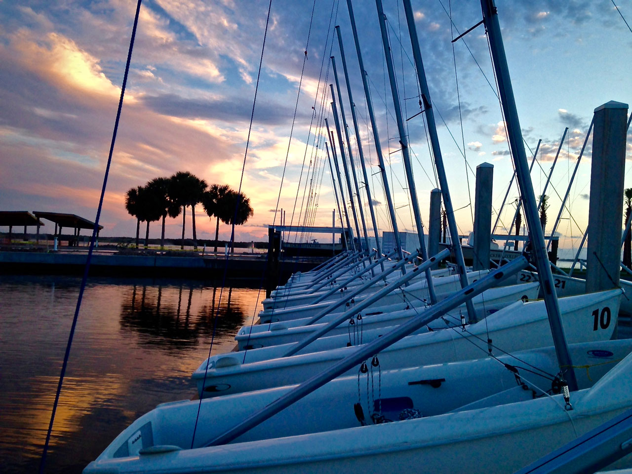Doyle Sailing Center at sunset