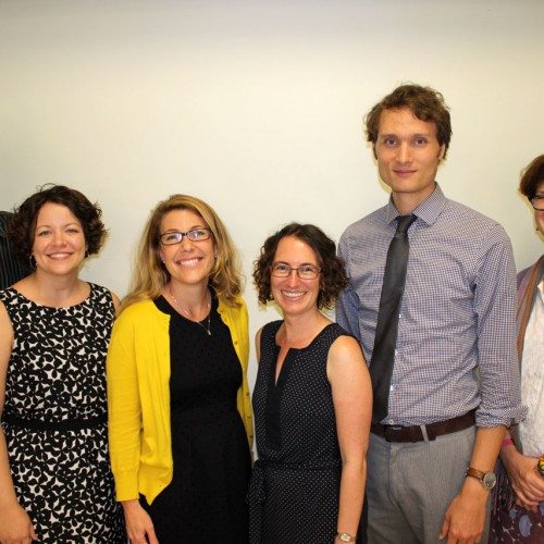 New faculty members (left to right): Michael Burch, April Buck, Jennifer Knippen, Noelle Boucquey, Christopher Rowland and Lisa Johnston