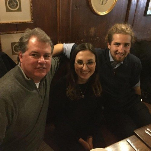 Taylor Rice ‘16 and Trevor Sutherland ‘17 with Trevor's dad, Tom Sutherland in London.