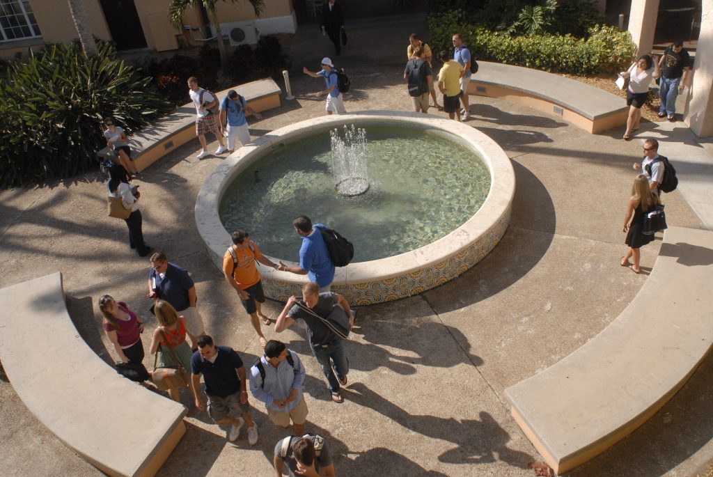 An aerial view of a courtyard on Stetson University's Gulfport, Fla. campus.