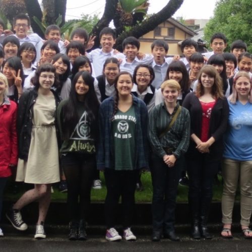 Eckerd graduate Haley Ramirez poses with her English language students at Takamatsu Daiichi High in June.