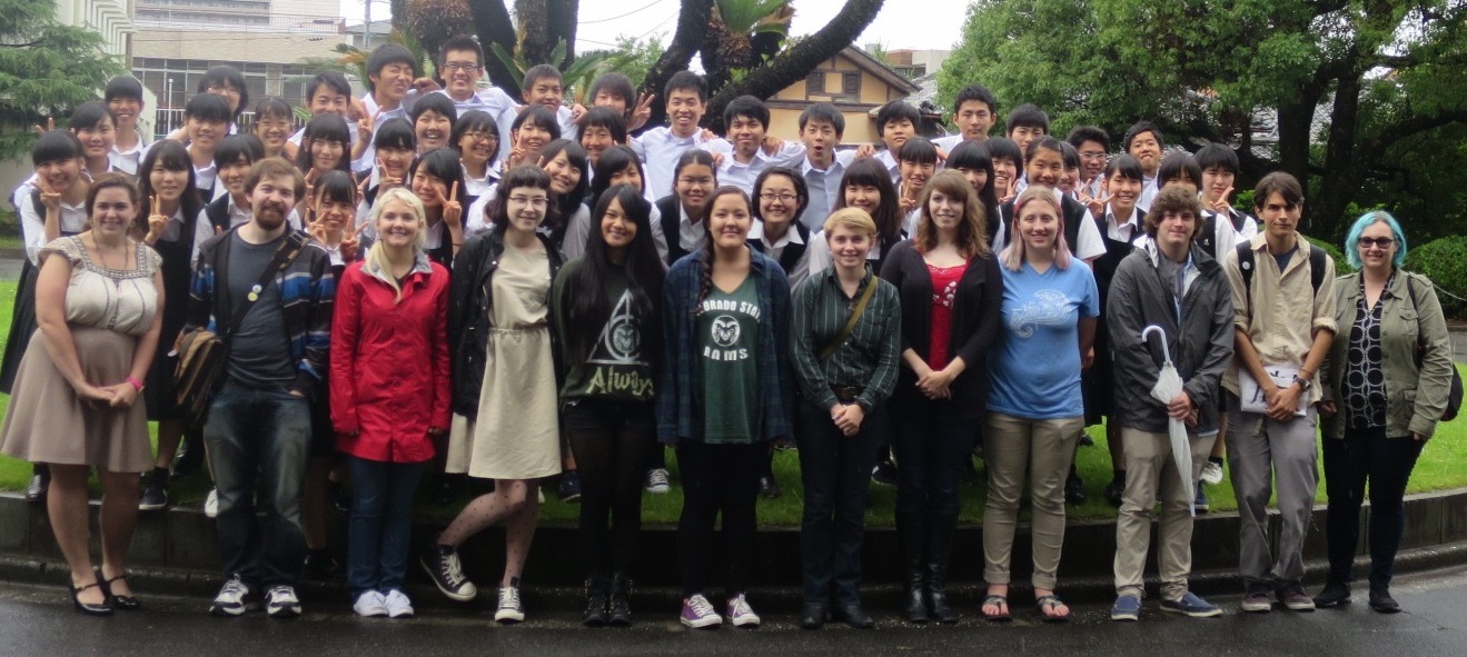 Eckerd graduate Haley Ramirez poses with her English language students at Takamatsu Daiichi High in June.