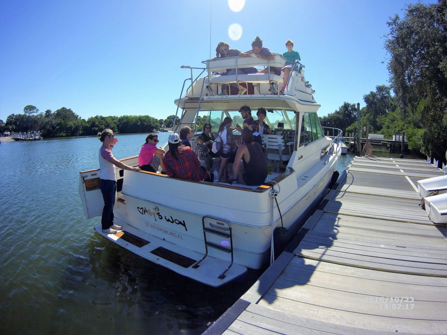 Two story SeaRay Boat docked at the Eckerd College Waterfront on Oct. 23.