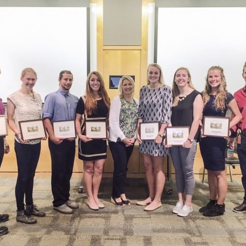 Students in the Center for Human Genetic Research in Harvard Medical School’s Massachusetts General Hospital Research Institute internship program pose with director Sue Slaugenhaupt.