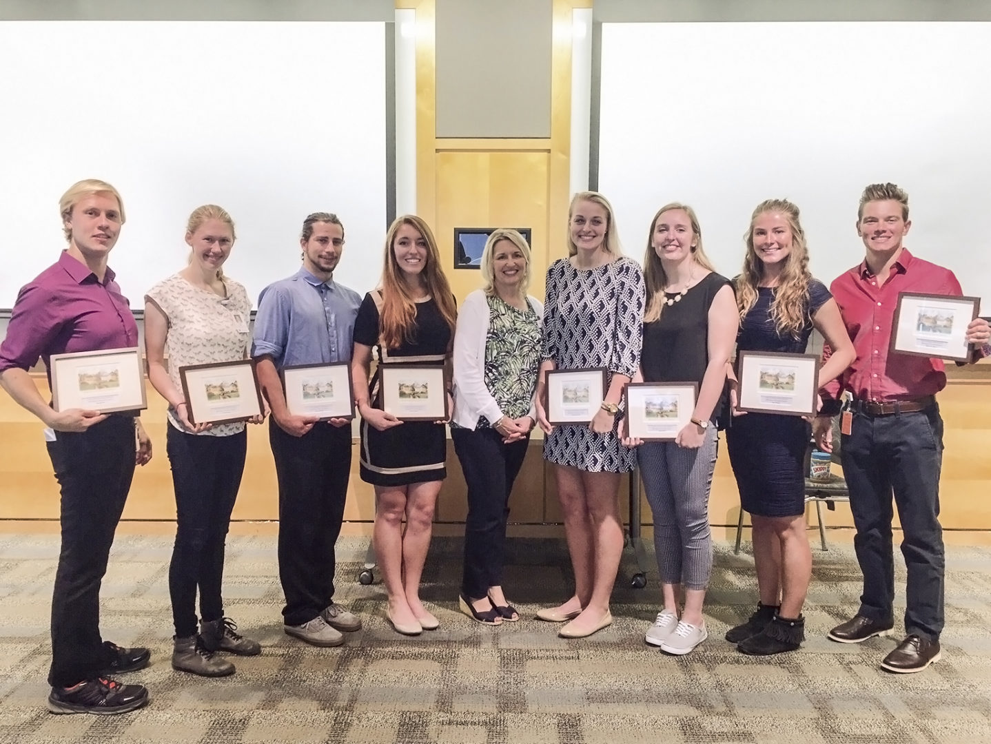 Students in the Center for Human Genetic Research in Harvard Medical School’s Massachusetts General Hospital Research Institute internship program pose with director Sue Slaugenhaupt.