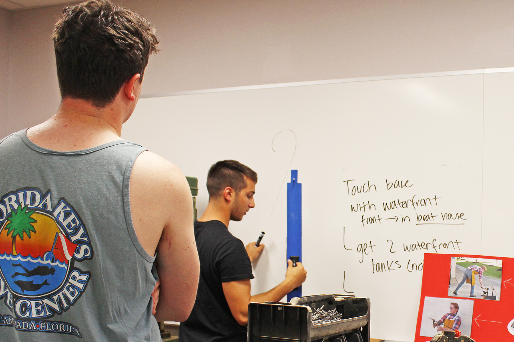 Students testing their track mounted eraser