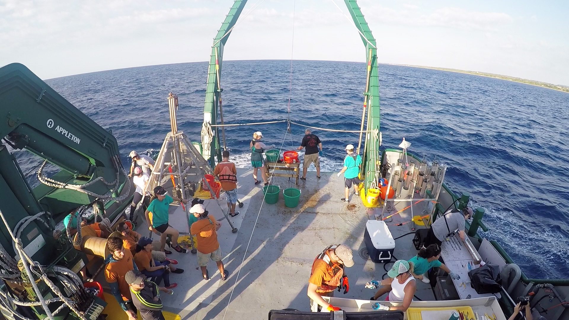 On deck the R/V Weatherbird II in Cuban waters