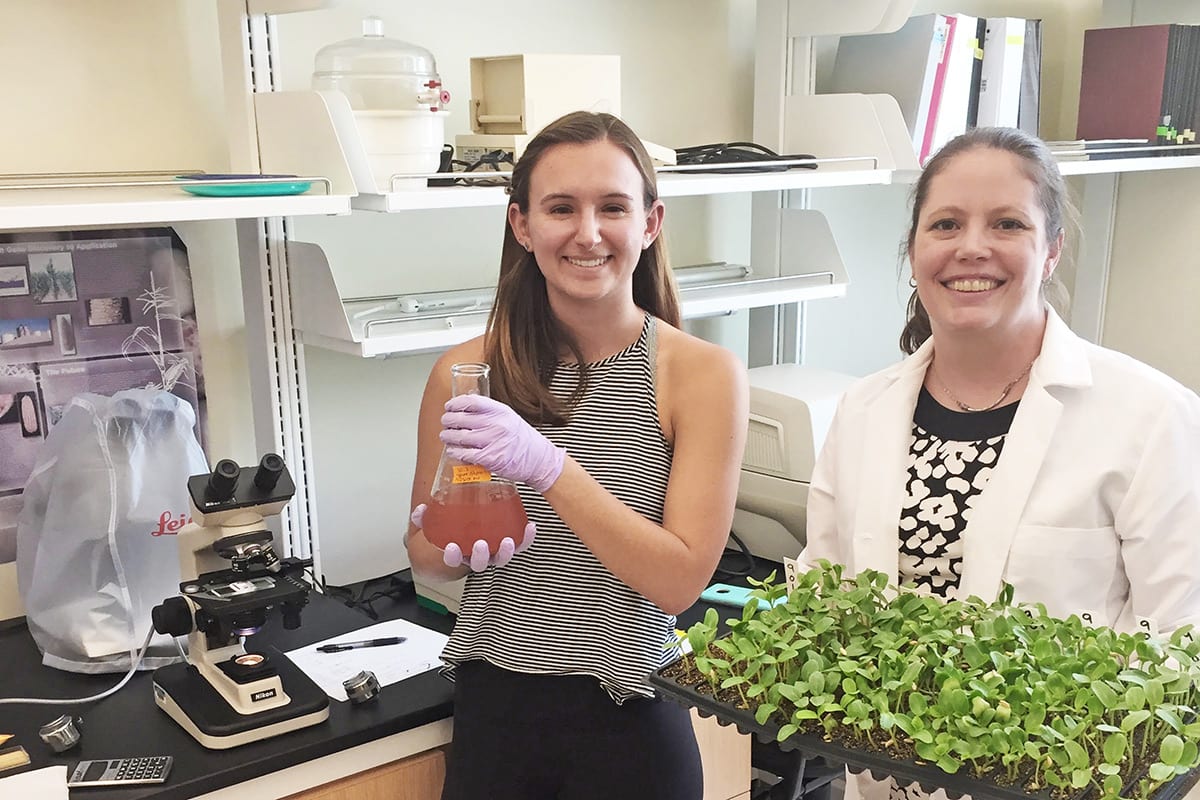 Biology student Mishi Vachev ’19 with Dr. Conrad