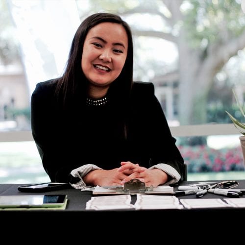 Eckerd College student in professional attire at career fair