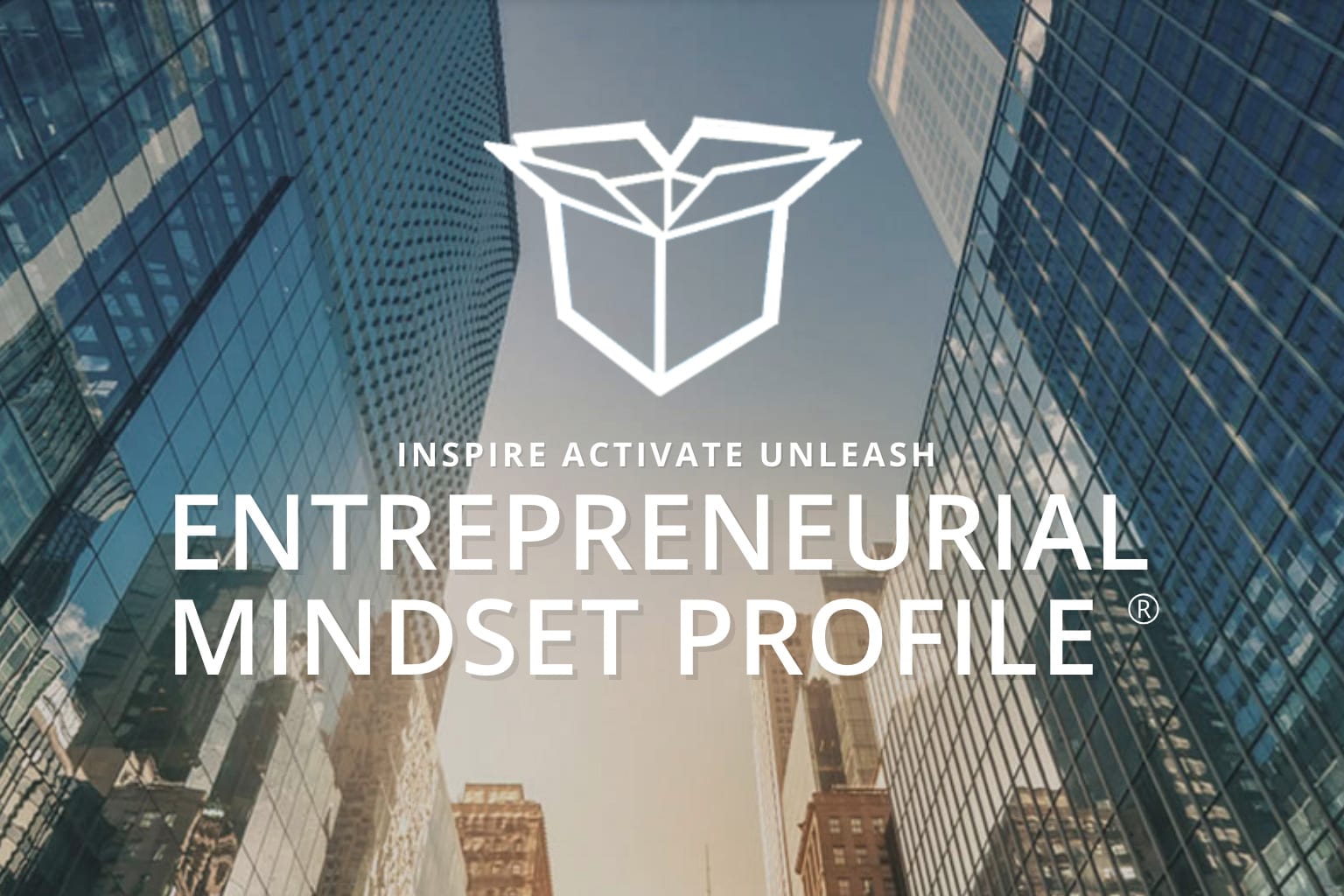 Entrepreneurial Mindset Profile floats above city buildings