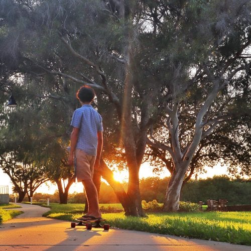 Joe Salcedo '23 skateboards across campus