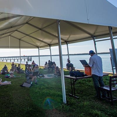 Eckerd College Marine Science outdoor lecture along seawall