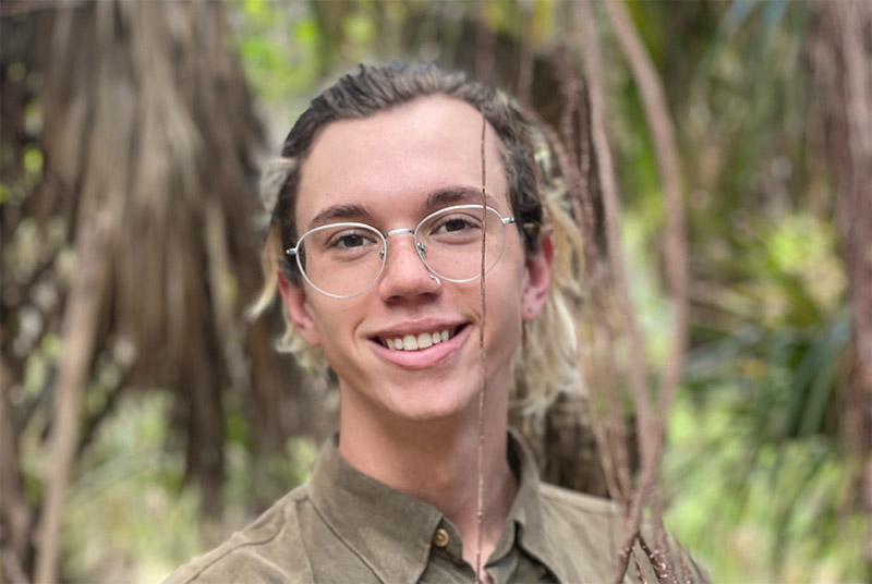 Student in forest