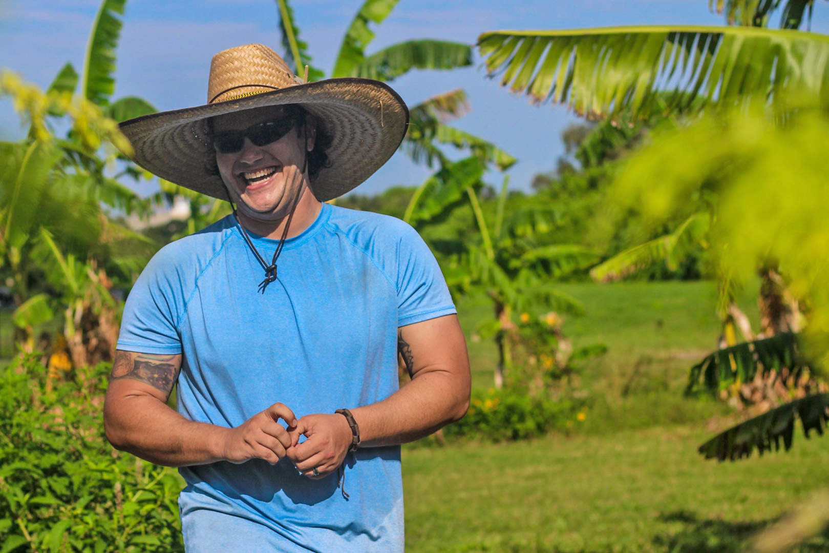 Jonathan Prieto in the Eckerd College community farm