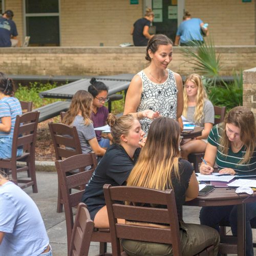 Eckerd College professor teaches chemistry class outside