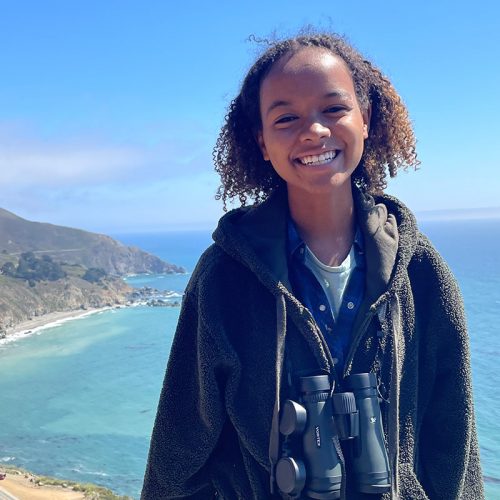 Eckerd College student Fana Scott birding in California