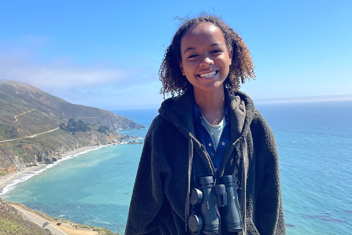 Eckerd College student Fana Scott birding in California