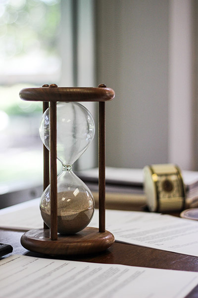 Sand hourglass on desk