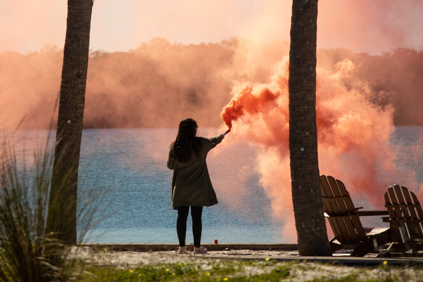 Eckerd student lights a flare on South Beach