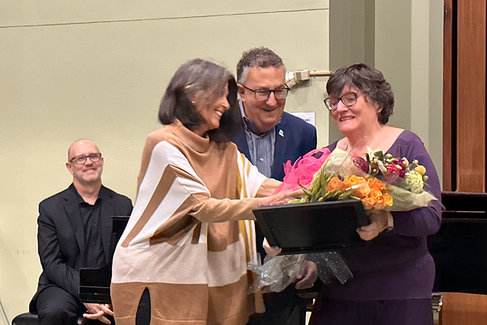 Professor receives flowers