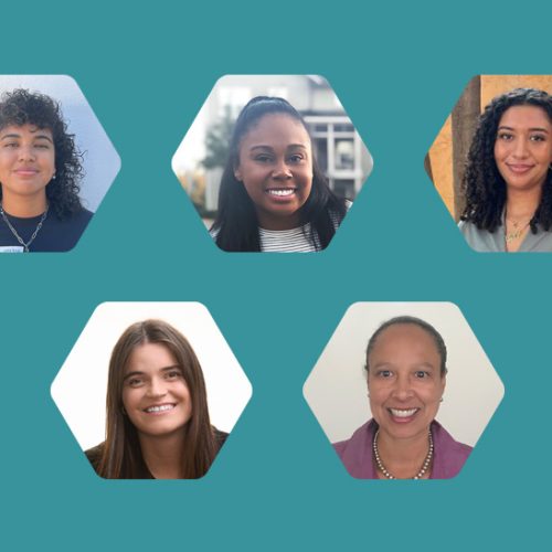 Grid of seven female faces smiling