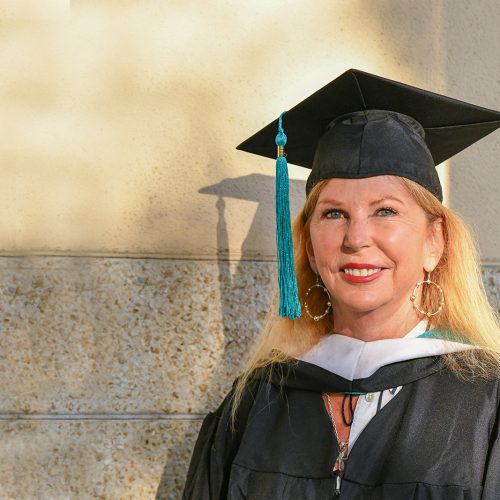 Woman in cap and gown