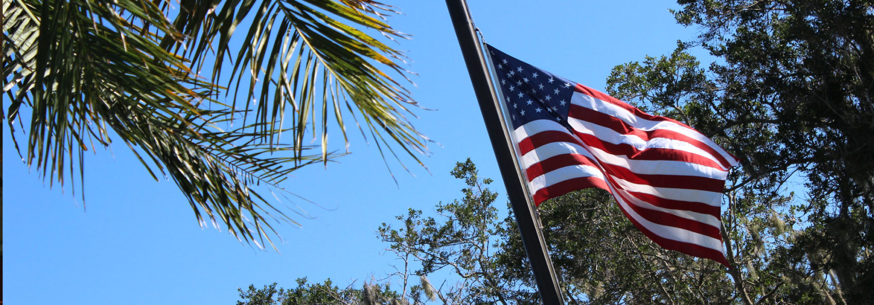 American flag on campus