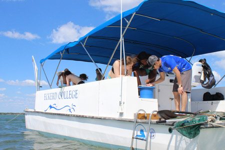 Students on research boat