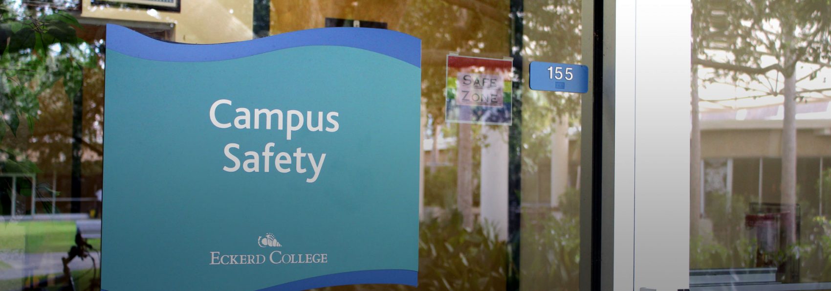 Campus Safety sign outside of Brown Hall, where Campus Safety is located