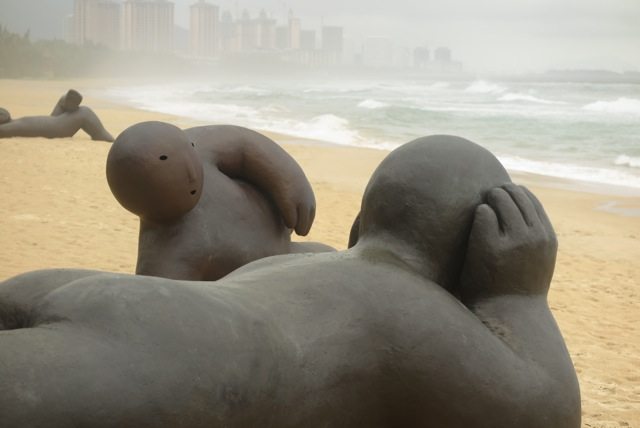 Large-scale sculptures on beach in Cina