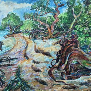 Robert Hodgell, The Beach  casein on masonite, 1991