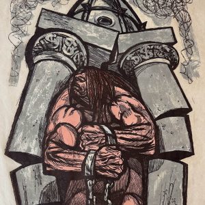 Robert Hodgell. 'Sam's Revenge', linocut, n.d. Robert Hodgell. 'Sam's Revenge', linocut, n.d.
