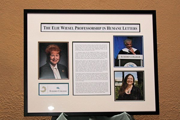 Plaque commemorating the Elie Wiesel Professorship in Humane Letters