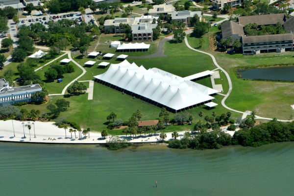 Aerial of commencement tent